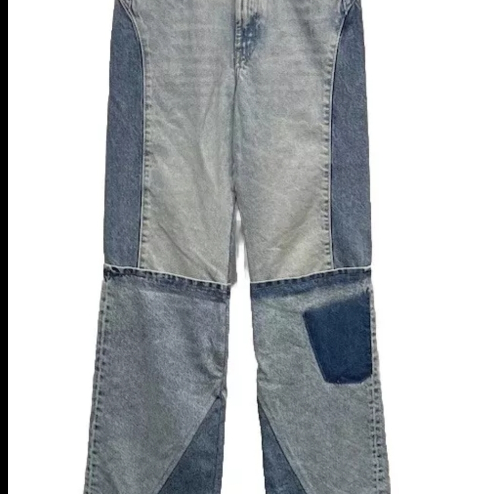Zara Two-Tone Light and Dark Blue Boyfriend Jeans